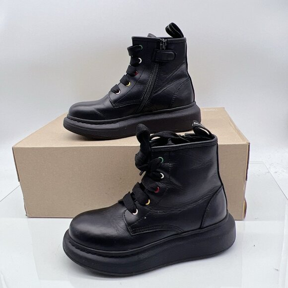 ALEXANDER MCQUEEN Hybrid Lace-up Boots BLACK/ Multi Leather Kids EU 30/ US12 - Picture 3 of 13